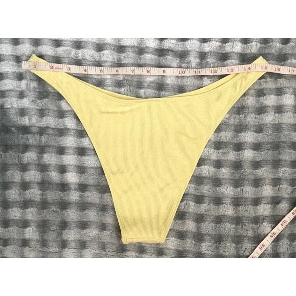 New! L*SPACE‎ Donnie Bottom Bitsy Ribbed Cheeky Bikini Bottom Daisy Yellow XL